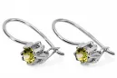 Plata de ley 925 14k 583 Yellow Peridot pendientes vec053s Ruso Soviético URSS Joyería vintage Art Deco style